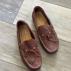 Tommy Bahama Brown Leather Moc-Toe Boat Shoes